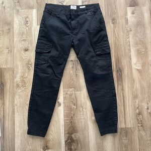 Twice Cargo Pants Mens Size‎ 36 Black Slim Fit Utility Workwear